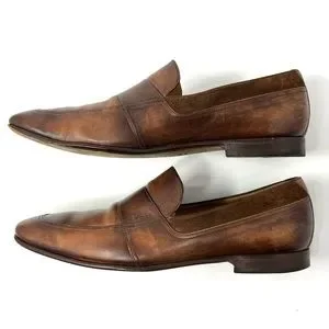 AUTHENTIC! Gucci Brown Leather Suede Slip On Loafers Size 8.5 Gucci Horsebit Loafers Men US 8.5 Brown Suede Leather  main image 4